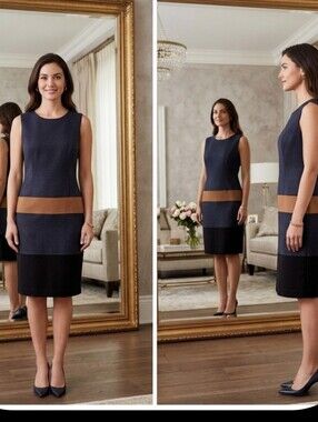 Color block sheath Dress 10 Anne Klein grey slimming